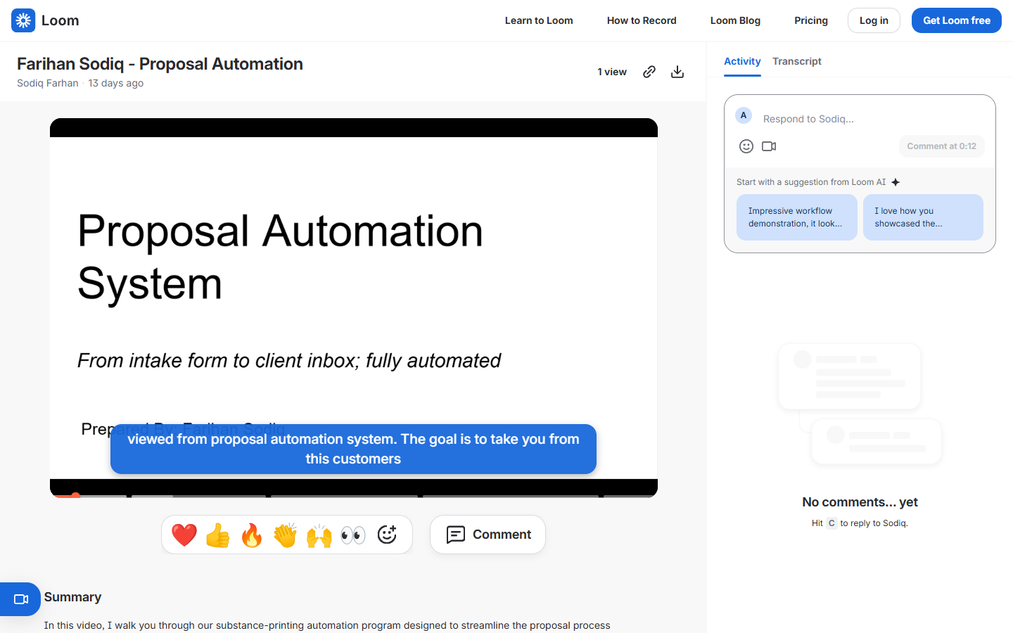 Proposal Automation System — demo video thumbnail